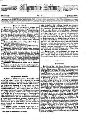 Allgemeine Zeitung Mittwoch 6. Februar 1861