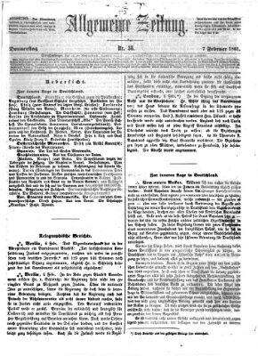 Allgemeine Zeitung Donnerstag 7. Februar 1861