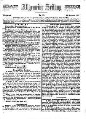 Allgemeine Zeitung Mittwoch 13. Februar 1861