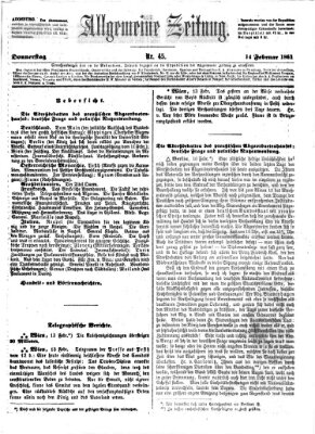 Allgemeine Zeitung Donnerstag 14. Februar 1861