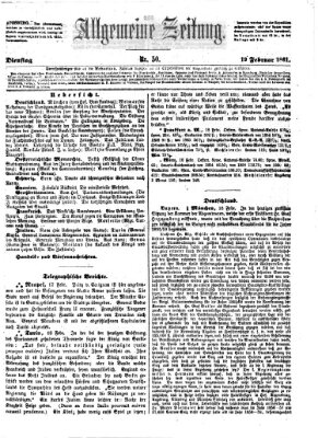 Allgemeine Zeitung Dienstag 19. Februar 1861