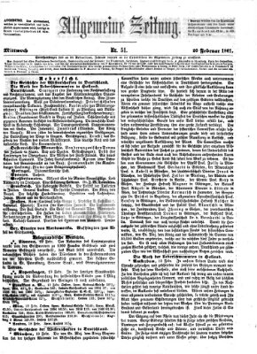 Allgemeine Zeitung Mittwoch 20. Februar 1861