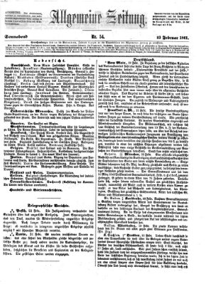 Allgemeine Zeitung Samstag 23. Februar 1861