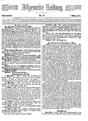 Allgemeine Zeitung Samstag 2. März 1861