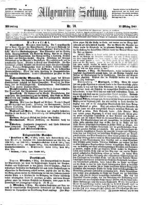 Allgemeine Zeitung Montag 11. März 1861