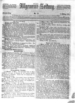 Allgemeine Zeitung Donnerstag 14. März 1861