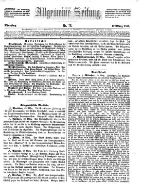 Allgemeine Zeitung Dienstag 19. März 1861