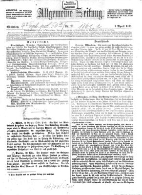 Allgemeine Zeitung Montag 1. April 1861