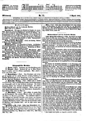 Allgemeine Zeitung Mittwoch 3. April 1861