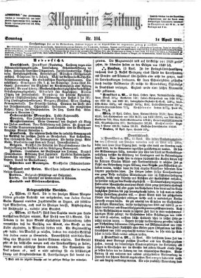 Allgemeine Zeitung Sonntag 14. April 1861