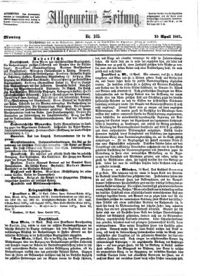 Allgemeine Zeitung Montag 15. April 1861