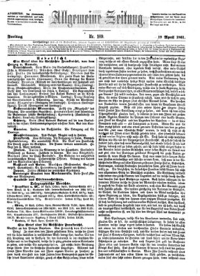 Allgemeine Zeitung Freitag 19. April 1861