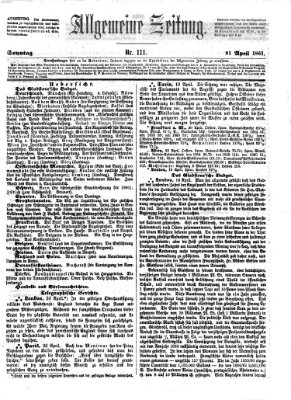 Allgemeine Zeitung Sonntag 21. April 1861