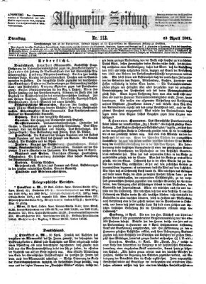 Allgemeine Zeitung Dienstag 23. April 1861