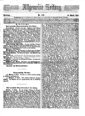 Allgemeine Zeitung Freitag 26. April 1861