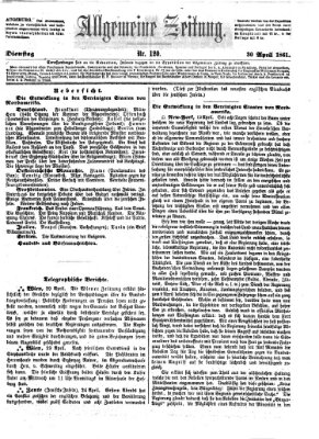 Allgemeine Zeitung Dienstag 30. April 1861