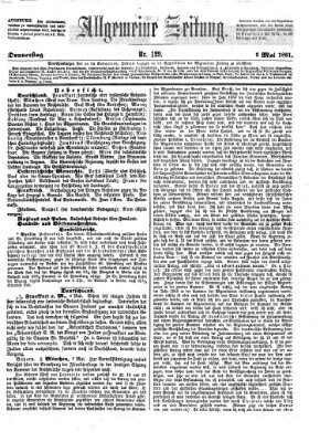 Allgemeine Zeitung Donnerstag 9. Mai 1861