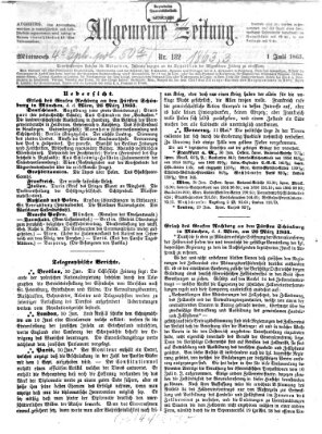 Allgemeine Zeitung Mittwoch 1. Juli 1863