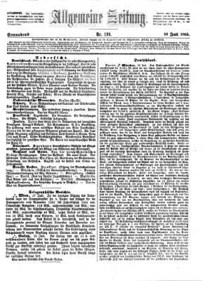 Allgemeine Zeitung Samstag 18. Juli 1863