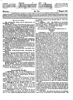 Allgemeine Zeitung Montag 3. August 1863