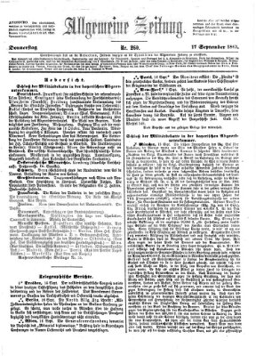 Allgemeine Zeitung Donnerstag 17. September 1863