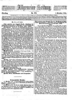 Allgemeine Zeitung Dienstag 4. Oktober 1864
