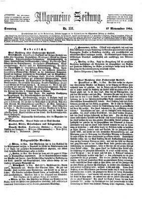 Allgemeine Zeitung Sonntag 27. November 1864