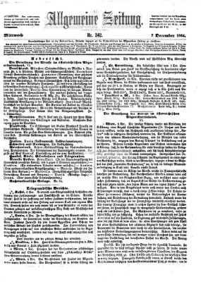 Allgemeine Zeitung Mittwoch 7. Dezember 1864