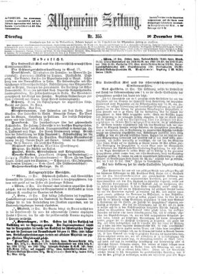 Allgemeine Zeitung Dienstag 20. Dezember 1864