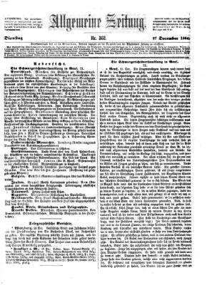 Allgemeine Zeitung Dienstag 27. Dezember 1864