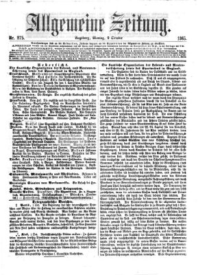 Allgemeine Zeitung Montag 2. Oktober 1865