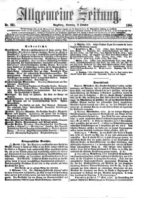 Allgemeine Zeitung Sonntag 8. Oktober 1865