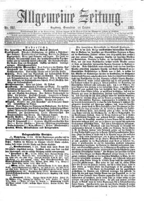 Allgemeine Zeitung Samstag 14. Oktober 1865