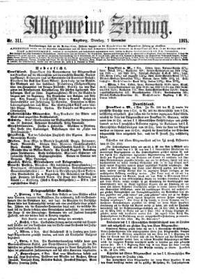 Allgemeine Zeitung Dienstag 7. November 1865