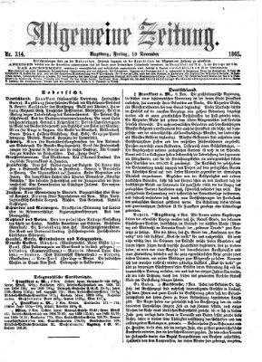 Allgemeine Zeitung Freitag 10. November 1865