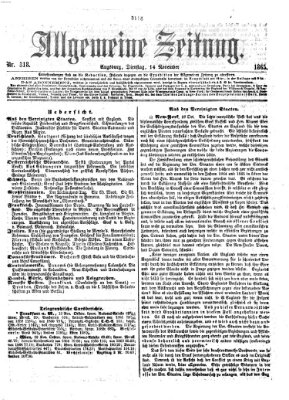 Allgemeine Zeitung Dienstag 14. November 1865