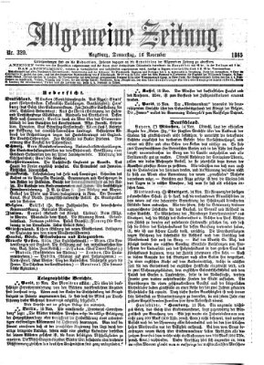 Allgemeine Zeitung Donnerstag 16. November 1865