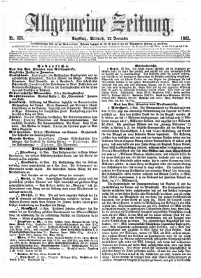 Allgemeine Zeitung Mittwoch 22. November 1865