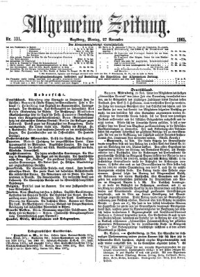 Allgemeine Zeitung Montag 27. November 1865