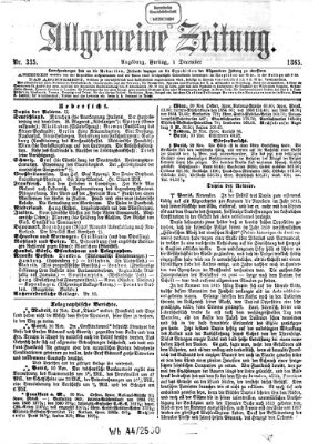 Allgemeine Zeitung Freitag 1. Dezember 1865