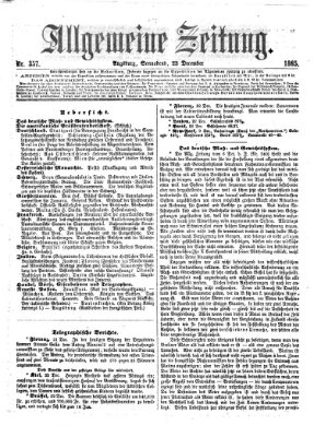 Allgemeine Zeitung Samstag 23. Dezember 1865