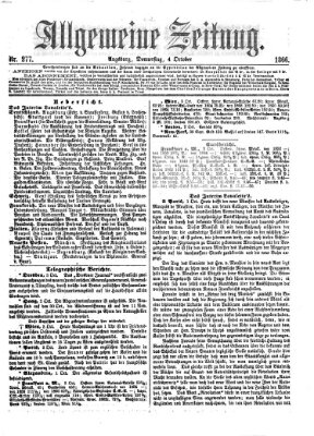 Allgemeine Zeitung Donnerstag 4. Oktober 1866