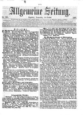 Allgemeine Zeitung Donnerstag 18. Oktober 1866