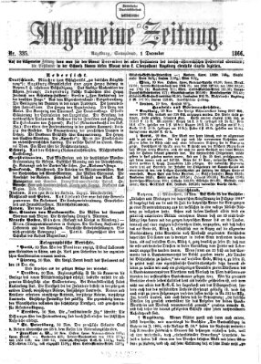 Allgemeine Zeitung Samstag 1. Dezember 1866