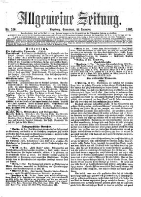 Allgemeine Zeitung Samstag 22. Dezember 1866