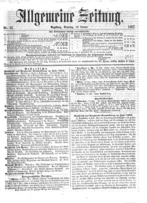 Allgemeine Zeitung Sonntag 13. Januar 1867