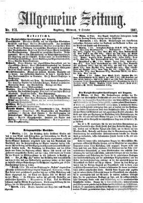 Allgemeine Zeitung Mittwoch 2. Oktober 1867