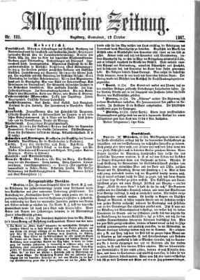 Allgemeine Zeitung Samstag 12. Oktober 1867