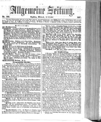 Allgemeine Zeitung Mittwoch 16. Oktober 1867