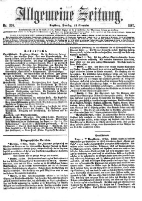 Allgemeine Zeitung Dienstag 12. November 1867